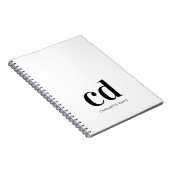 Witte zwarte monogram initialen elegant minimalist notitieboek (Rechterzijde)