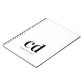 Witte zwarte monogram initialen elegant minimalist notitieboek (Linkerzijde)
