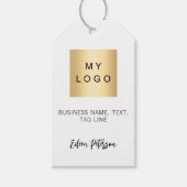 Witte zwarte naam handtekening bedrijf logo hang l cadeaulabel (Voorkant)