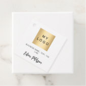 Witte zwarte naam handtekening zakelijk logo hangt bedankjes labels (In situ)