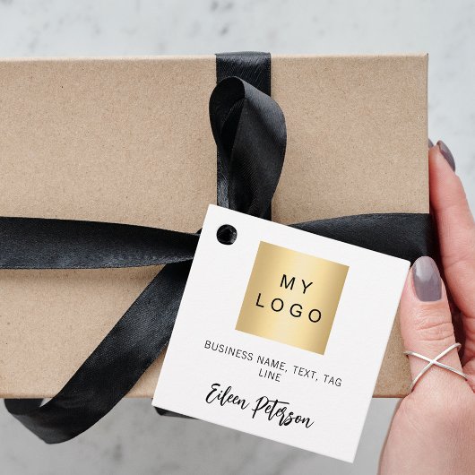 Witte zwarte naam handtekening zakelijk logo hangt bedankjes labels