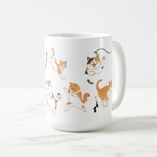 Witte Zwarte Oranje Speelse Katten Koffiemok