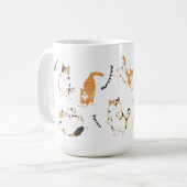 Witte Zwarte Oranje Speelse Katten Koffiemok (Voorkant links)