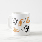 Witte zwarte Oranje speelse katten Koffiemok (Voorkant links)