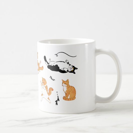 Witte zwarte Oranje speelse katten Koffiemok (Rechts)