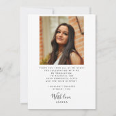 Witte zwarte PHOTO BASE voor vellum afstuderen Bedankkaart (Achterkant)