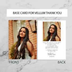 Witte zwarte PHOTO BASE voor vellum afstuderen Bedankkaart