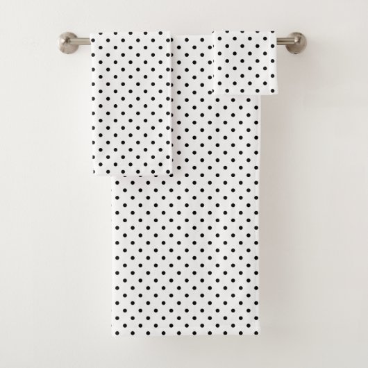 Witte/zwarte pokdots voor handdoekset bad handdoek (Insitu)