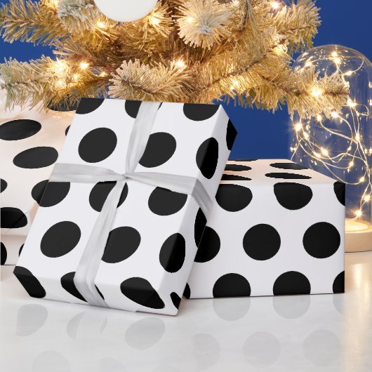 witte & zwarte polka stippen modern chic cadeaupapier (Feestdagen)