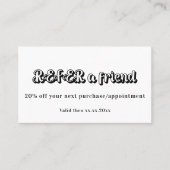 Witte zwarte qr code zakelijke verwijzingskaart kortingskaartje (Voorkant)