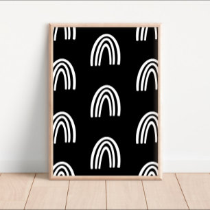 Witte/zwarte regenbogen Nursery Decor Poster