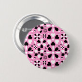 Witte zwarte rode bloemen ronde button 5,7 cm (Voorkant /achterkant)