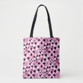 Witte zwarte rode bloemen tote bag (Voorkant)