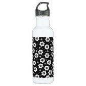 Witte zwarte rode bloemen waterfles  (Voorkant)