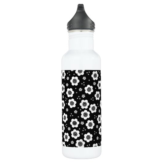 Witte zwarte rode bloemen waterfles (Rechts)