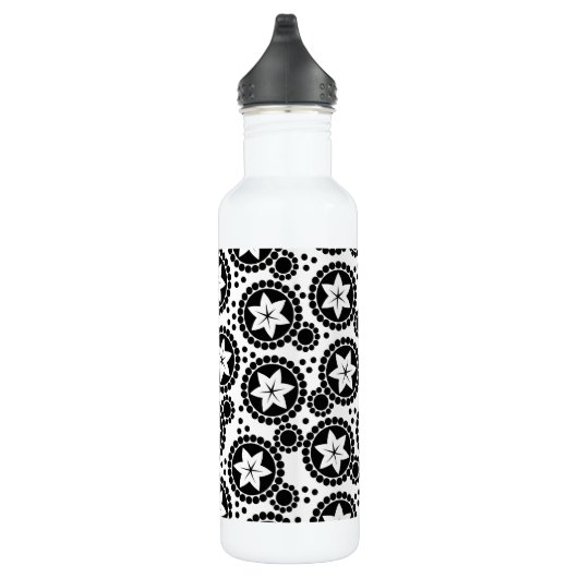 Witte zwarte rode bloemen waterfles  (Rechts)