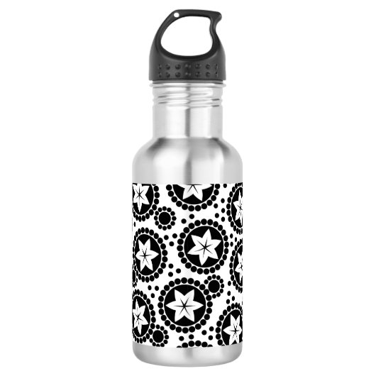 Witte zwarte rode bloemen waterfles (Voorkant)