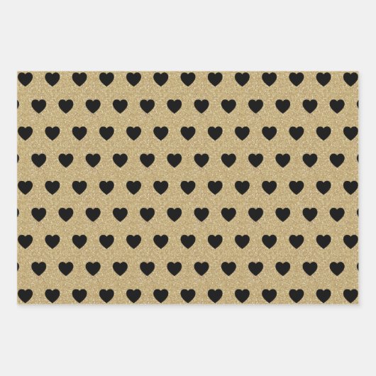 Witte zwarte rode harten, goudglitter Sparkles Inpakpapier Vel (Voorkant 2)