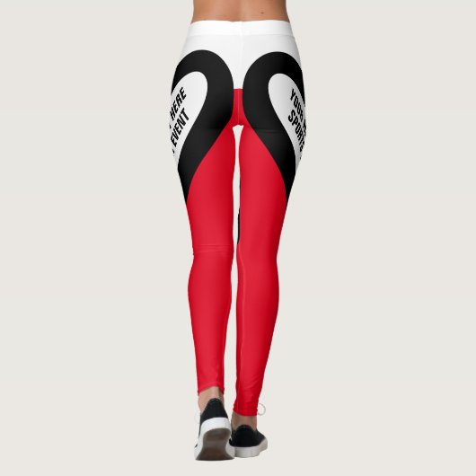 Witte/zwarte/rode Leggings personaliseren (Achterkant)