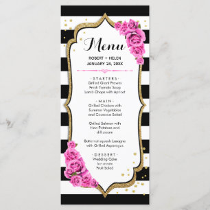 Witte Zwarte Roze Gouden Menu Kaart