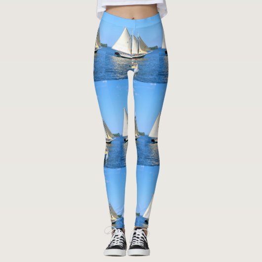 witte zwarte schoenenster duinblauw leggings (Voorkant)