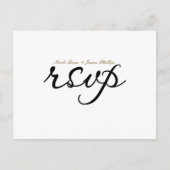 Witte & Zwarte Script Trouw RSVP Briefkaart (Voorkant)