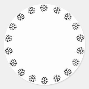 Witte zwarte sneeuwvlokken, blanco kerstmis ronde sticker