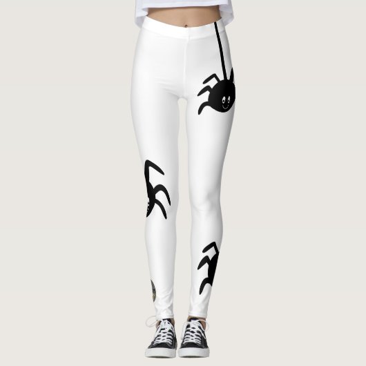 WITTE ZWARTE SPIN HALLOWEEN BUSINESS LOGO CUSTOM LEGGINGS (Voorkant)