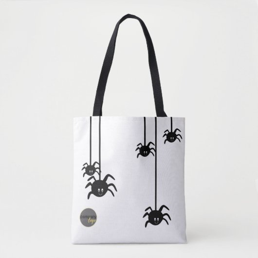 WITTE ZWARTE SPIN HALLOWEEN BUSINESS LOGO CUSTOM TOTE BAG (Voorkant)