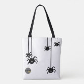 WITTE ZWARTE SPIN HALLOWEEN BUSINESS LOGO CUSTOM TOTE BAG (Achterkant)