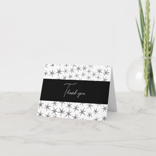 Witte zwarte ster hand getrokken dank u kaart (Voorkant)