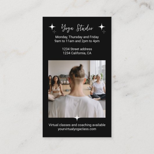 Witte zwarte ster Yoga docent studio leraar Visitekaartje (Achterkant)