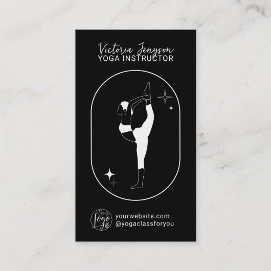 Witte zwarte ster Yoga docent studio leraar Visitekaartje (Voorkant)