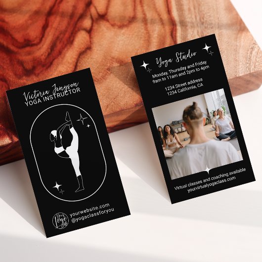 Witte zwarte ster Yoga docent studio leraar Visitekaartje