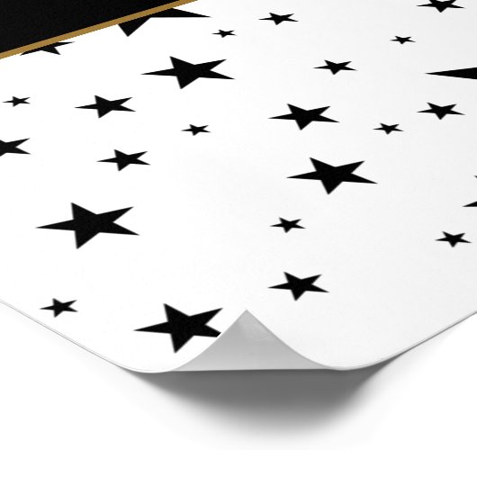 Witte/zwarte sterren met bericht/foto-Jubileum Poster (Hoek)