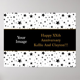 Witte/zwarte sterren met bericht/foto-Jubileum Poster