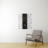 Witte/zwarte sterren met bericht/foto-Jubileum Wandkleed (In situ)