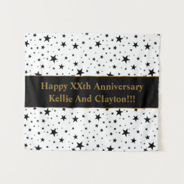 Witte/zwarte sterren met Jubileum bericht Wandkleed