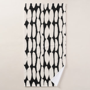 Witte zwarte stip. shibori cirkel naadloos. badhanddoek