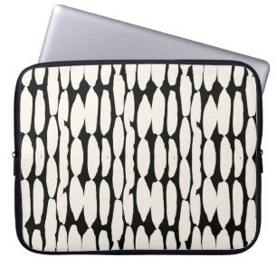 Witte zwarte stip. shibori cirkel naadloos. laptop sleeve