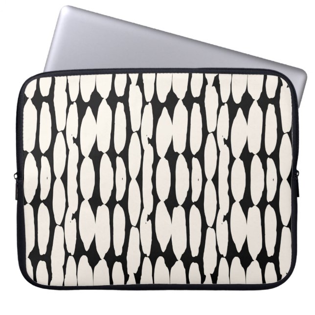 Witte zwarte stip. shibori cirkel naadloos. laptop sleeve (Voorkant)