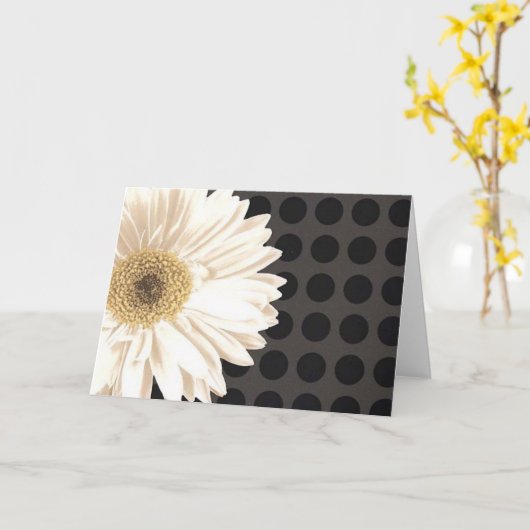 Witte zwarte Stippen Kaart (Gele Bloem)