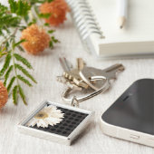 Witte zwarte Stippen Sleutelhanger (Zijkant)