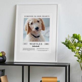 Witte Zwarte Typografie Hond Memorial Portret Foto Perfect Poster
