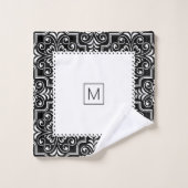 Witte zwarte vodderpatroon witte gespleten randen bad handdoek (Wasdoekje)