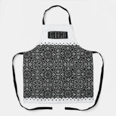 Witte zwarte vodderpatroon witte gespleten randen schort (Voorkant)