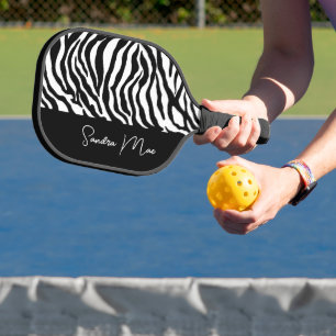 Witte Zwarte Zebra Skin Stripes Print Art Pattern Pickleball Paddle