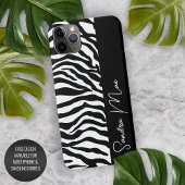 Witte Zwarte Zebra Skin Stripes Print Patroon iPhone Hoesje