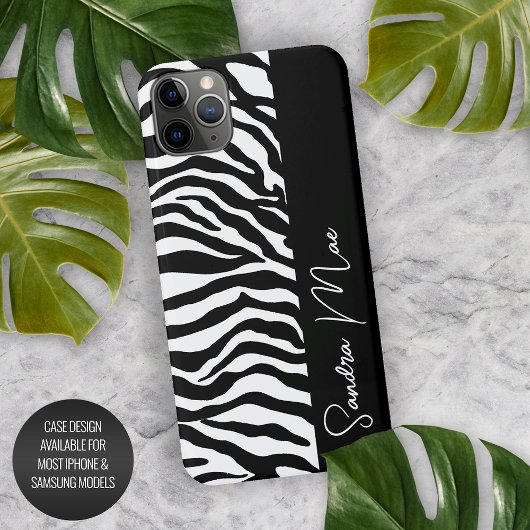 Witte Zwarte Zebra Skin Stripes Print Patroon iPhone Hoesje