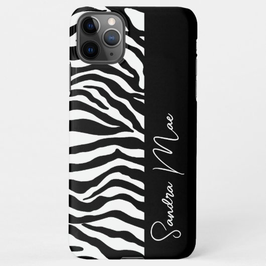 Witte Zwarte Zebra Skin Stripes Print Patroon iPhone Hoesje (Achterkant)